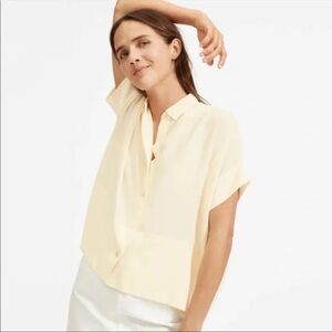 Everlane Pale Cream Short-Sleeve Button-Up Blouse